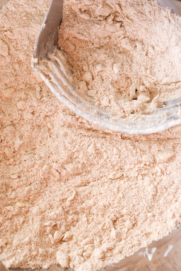 Butter cut up to little pea sized pieces in the flour mixture