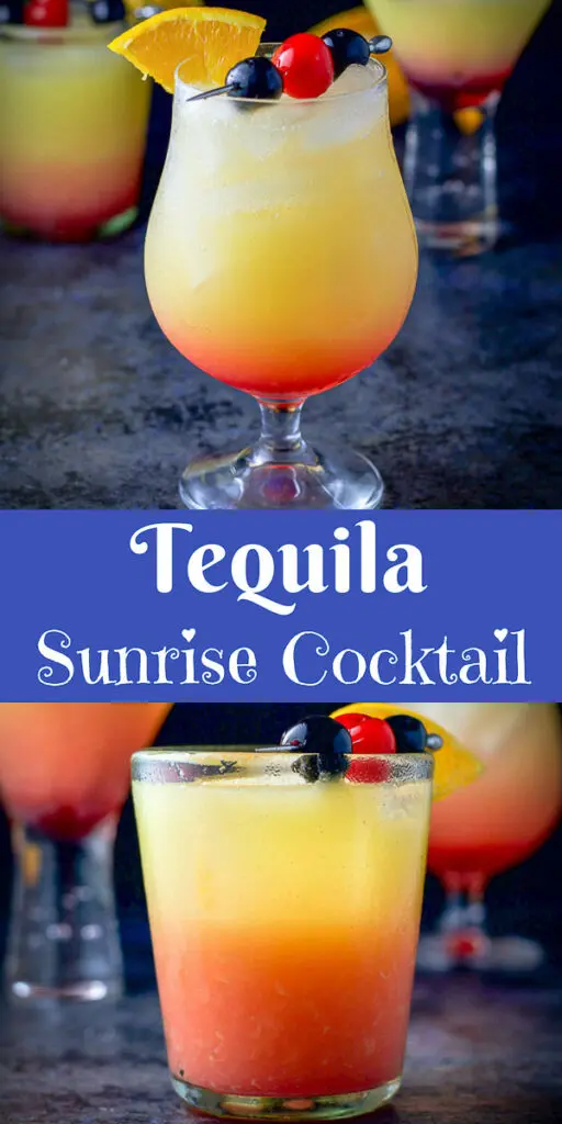 Tequila Sunrise Cocktail for Pinterest