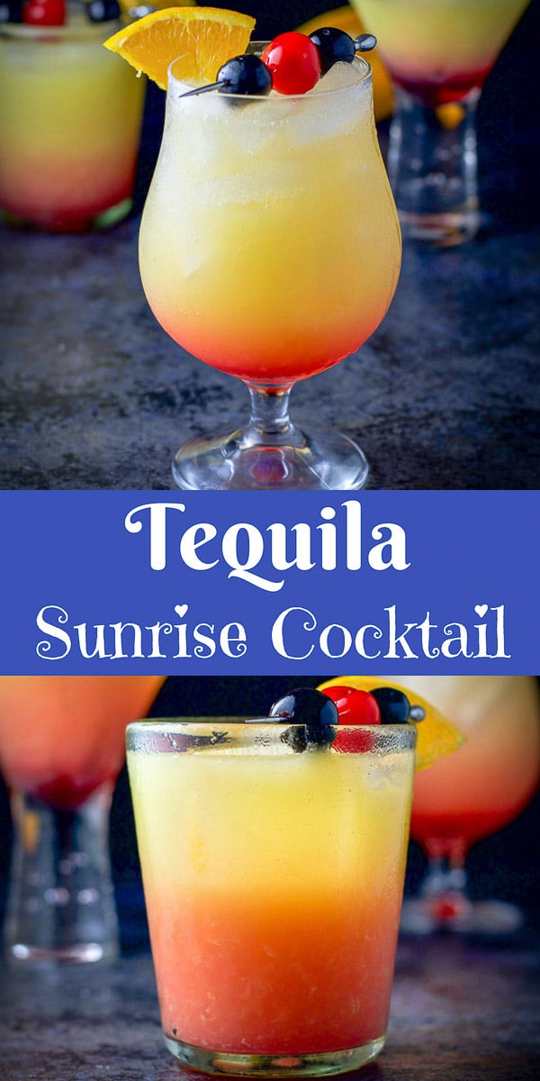 Not only is this tequila sunrise cocktail pretty, but it is delicious and really easy! There are only 3 ingredients which makes it perfect to serve a crowd! So sit by the pool and sip this delicious cocktail. #cocktail #drink #tequila #tequilasunrise #dishesdelishcocktails https://ddel.co/ttsc