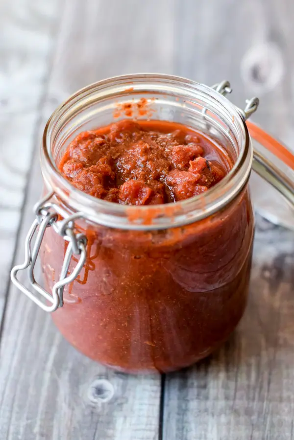 Chunky enchilada sauce in a jar