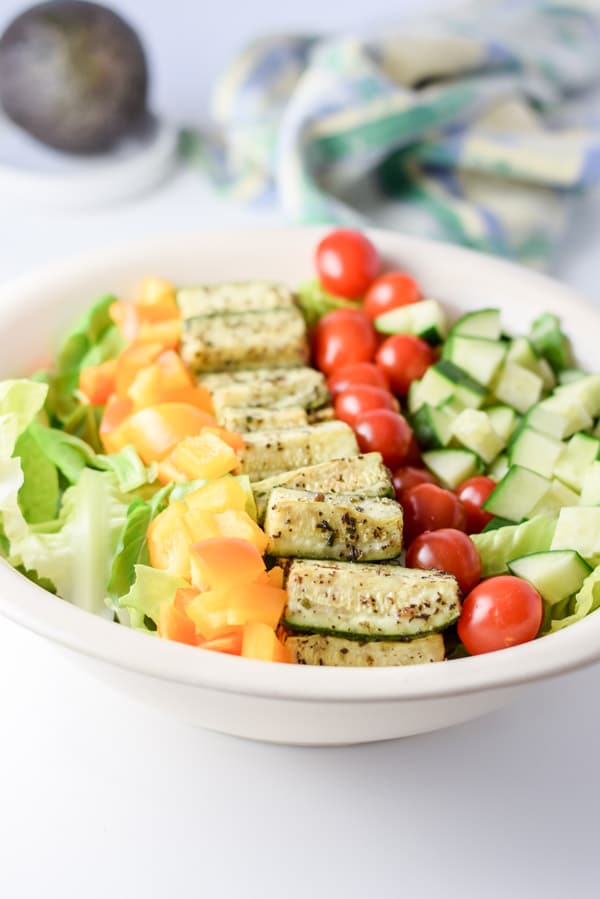 Cucumber added next to the tomatoes for the salad