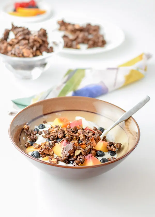 Yogurt for the easy delicious chocolate granola clusters