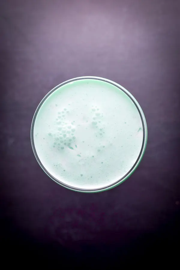 Overhead view of the green drink
