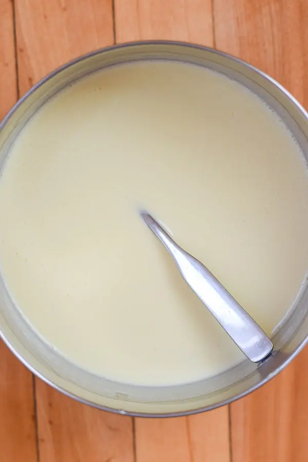 cheese mixture in a metal pan
