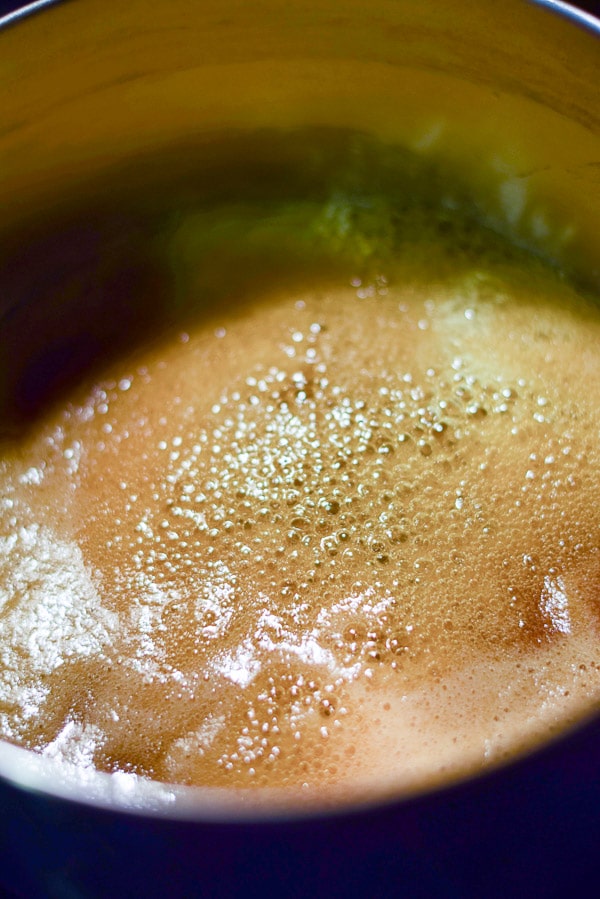 honey and sugar melted in a pan