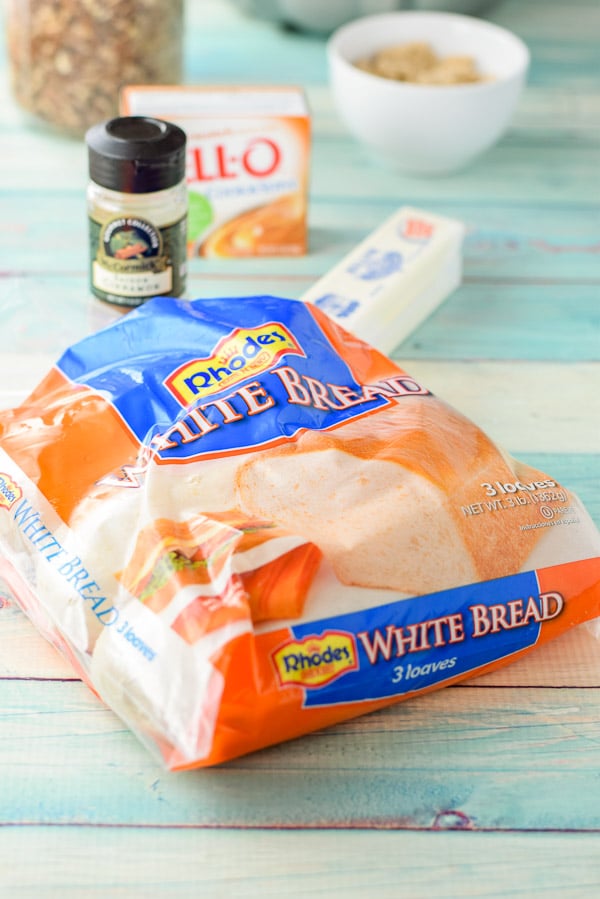 Frozen white bread dough, butter, cinnamon, butterscotch pudding and sugar