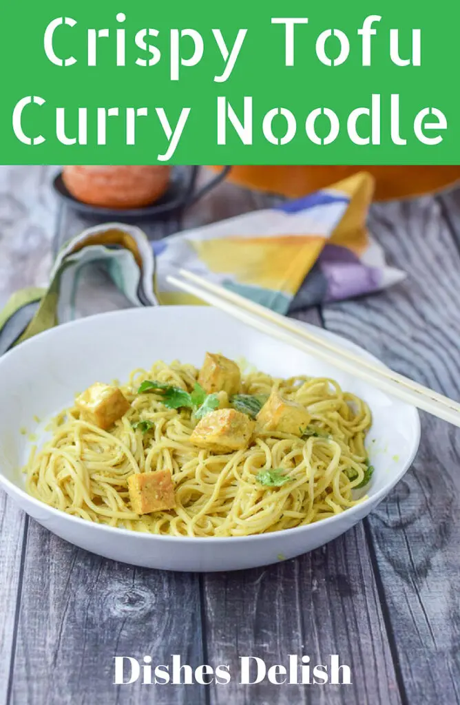 Crispy Tofu curry noodle for Pinterest