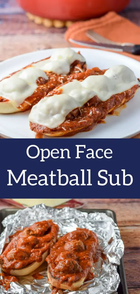 This meat ball sub is extra delicious because it's open faced and fun to eat with a knife and fork!