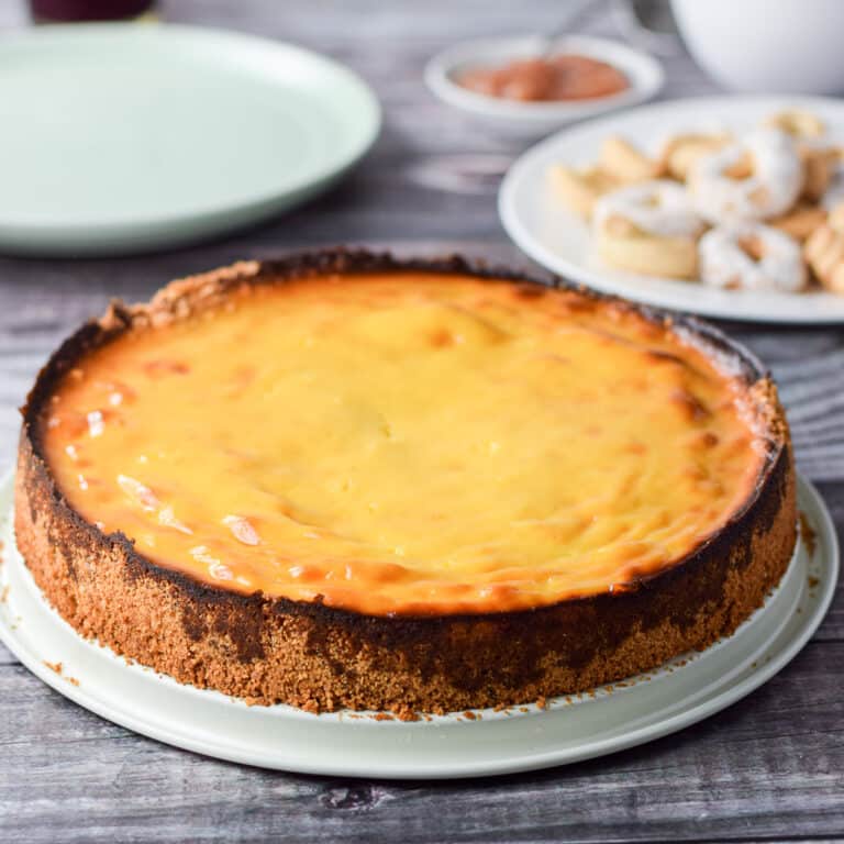 The ricotta cake cooked and ready to be eaten - square