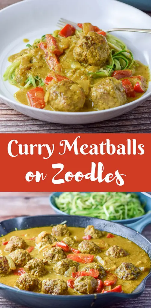 Curry Meatballs on Zoodles for Pinterest