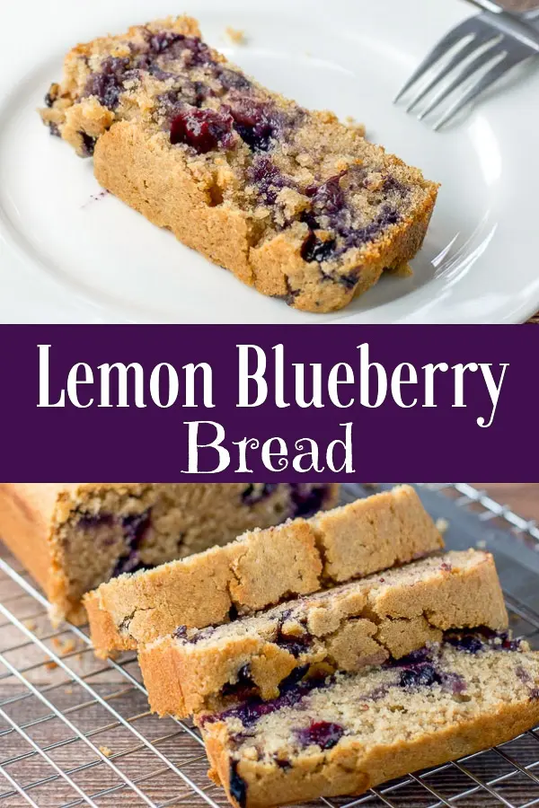 Vegan lemon blueberry bread for Pinterest
