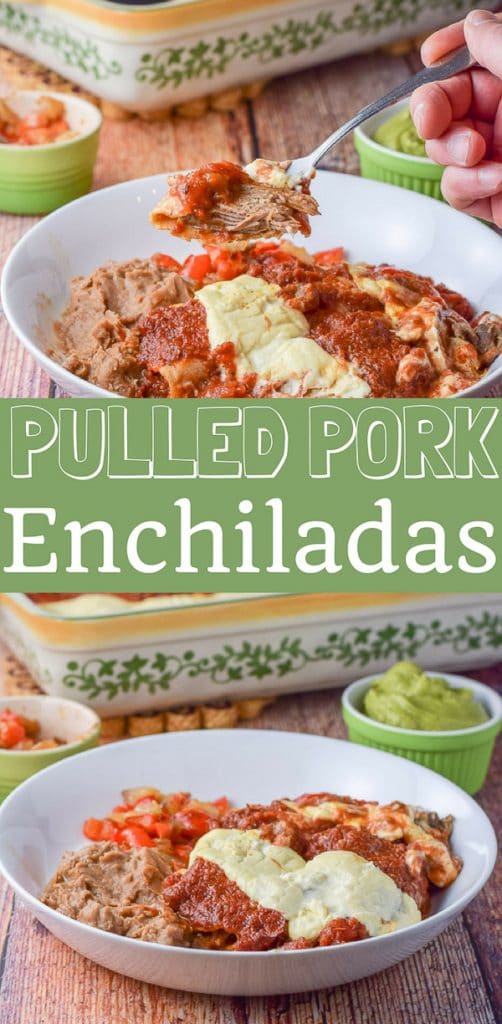 Pulled pork enchiladas are so easy! You use leftover pulled pork. I use two sauces on it but you can use one! The pulled pork is so incredibly tasty and succulent!