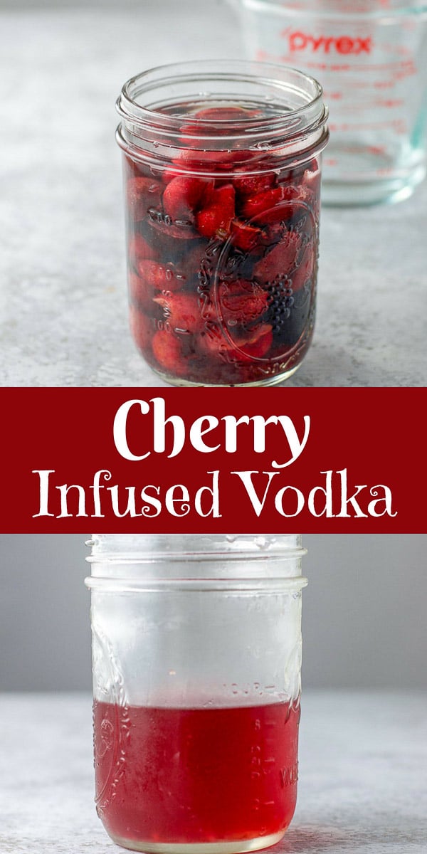 This cherry infused vodka is so much better than 'flavored' vodka! Why? Because not only is it delicious but you know exactly what is in this infused vodka!! #cherry #vodka #cherryvodka #drinks #cocktails #dishesdelishcocktails https://ddel.co/civ