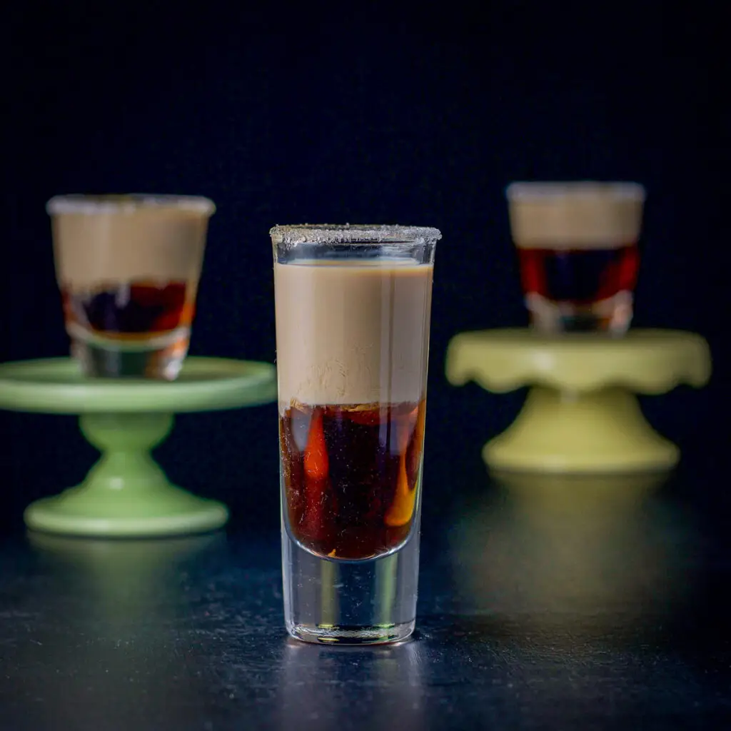 Tall glass of the donut shot - square