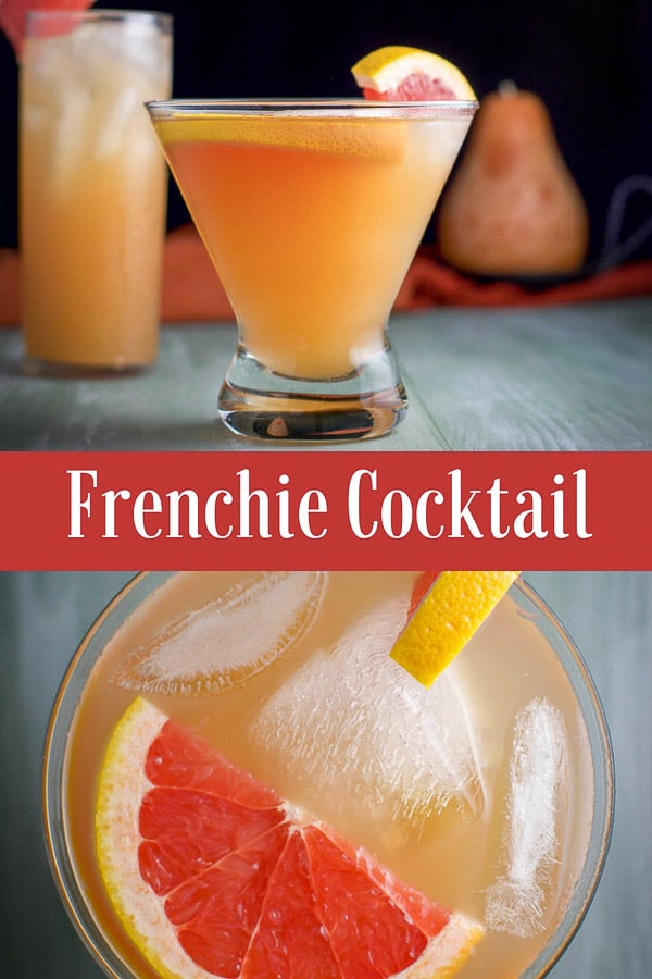 This Frenchie cocktail is delicious and pretty. There are only three ingredients: gin, elderberry liqueur and grapefruit juice. It's so delicious and easy to drink that you're going to have to remind yourself to take sips! #cocktail #drink #frenchiecocktail #dishesdelish #dishesdelishcocktail https://ddel.co/freckt