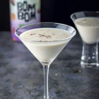 Nutmeg sprinkled on top of the creamy cocktails