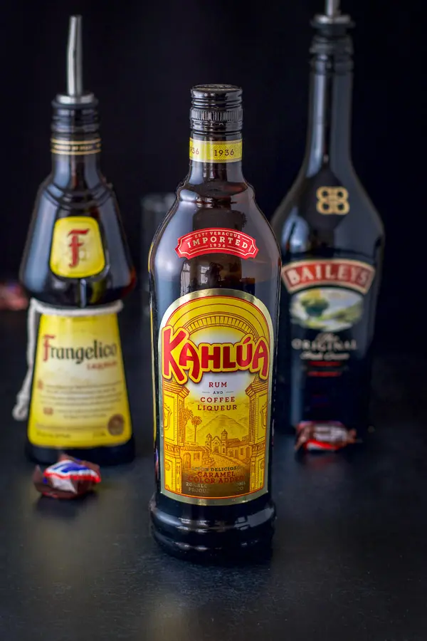 Kahlúa, Frangelico and Baileys for the shot