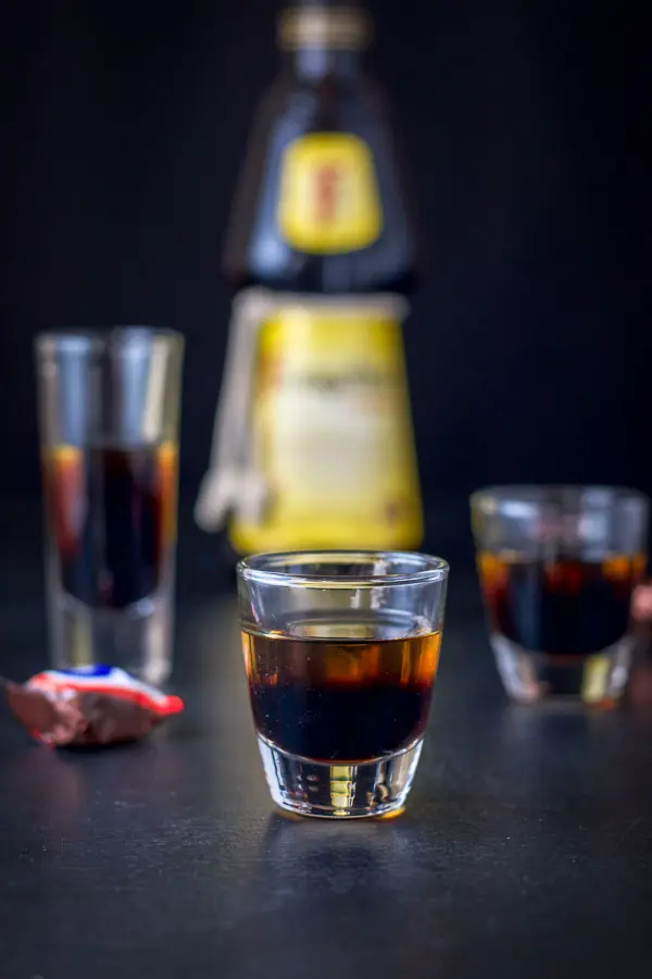 Frangelico layered into the glasses