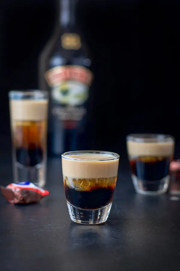 Baileys layered in the three glasses