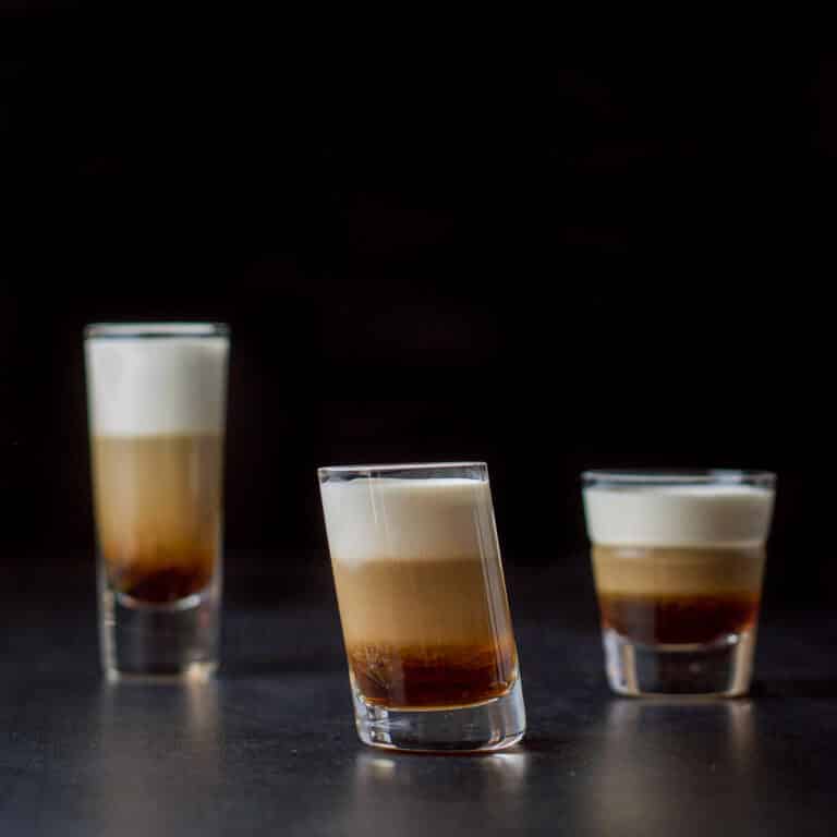 Leaning glass in front for the tootsie roll shot - square