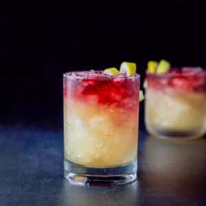 Vertical view of the two glasses of the cocktail - square