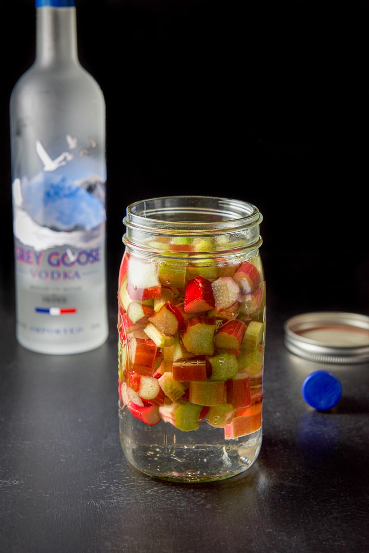 Vodka poured to the top of the jar for the infusion