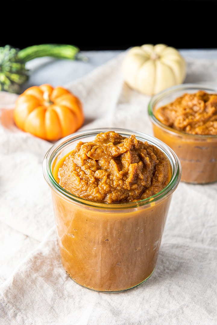 Closer view of the pumpkin in the jars