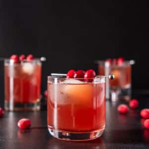 Square photo of the three glasses of bourbon cocktail