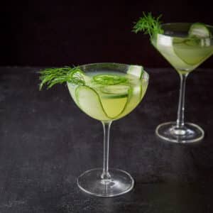 Cucumber martini in the bowl glass - square