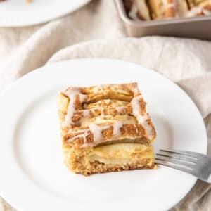 Square of a slice of apple cider cake
