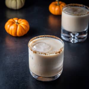 Square photo of the pumpkin spice white Russian