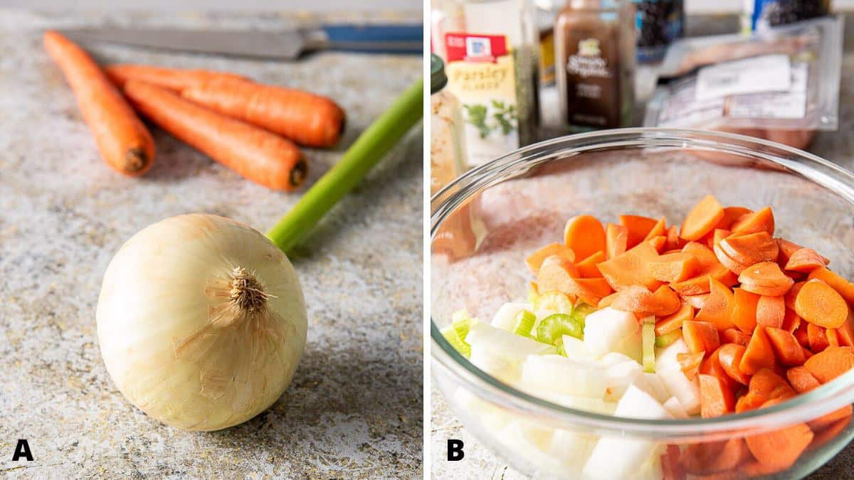 Veggies cut up for the tortilla soup