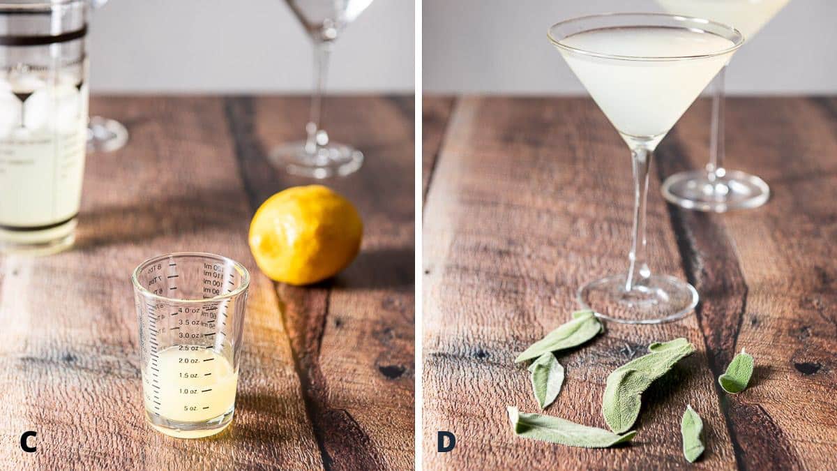 lemon juice squeezed out and sage leaves