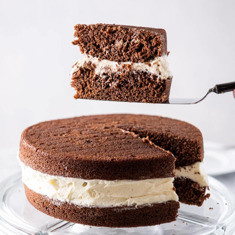 Piece of whoopie pie cake on the cake server - square