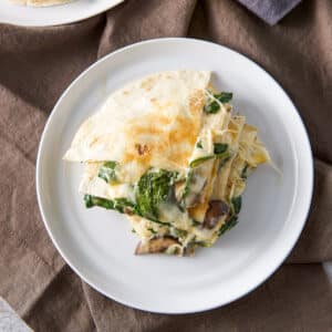 Mushroom and Spinach Quesadillas - square