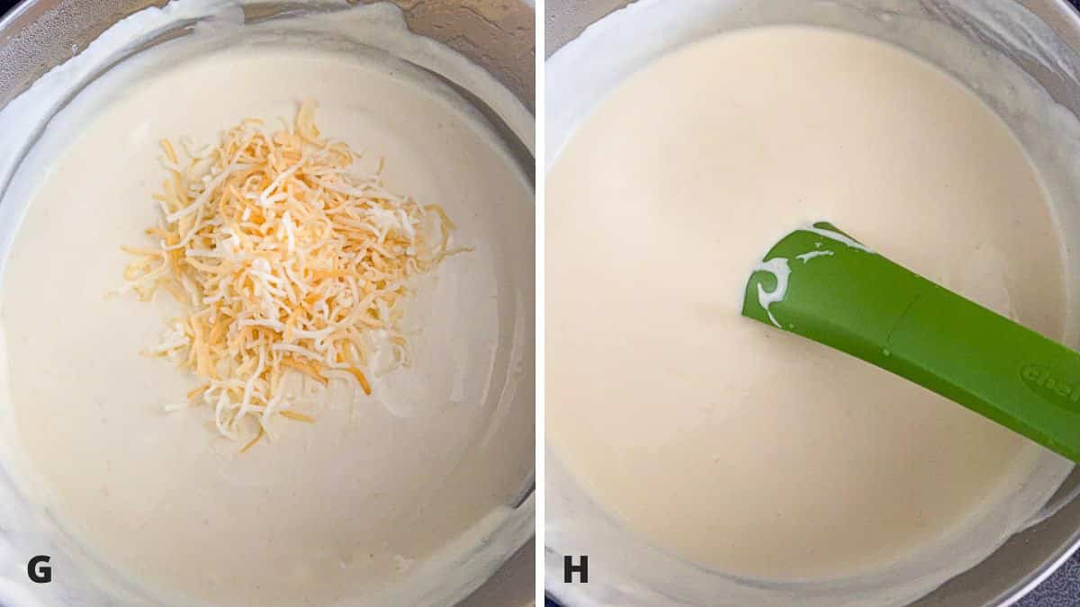 sour cream sauce with cheese in it and mixed
