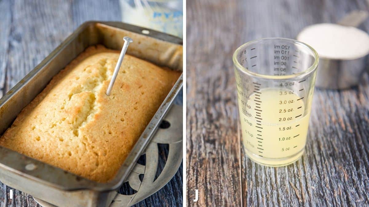 Left - potato nail making holes in the bread. Right - lemon juice and sugar