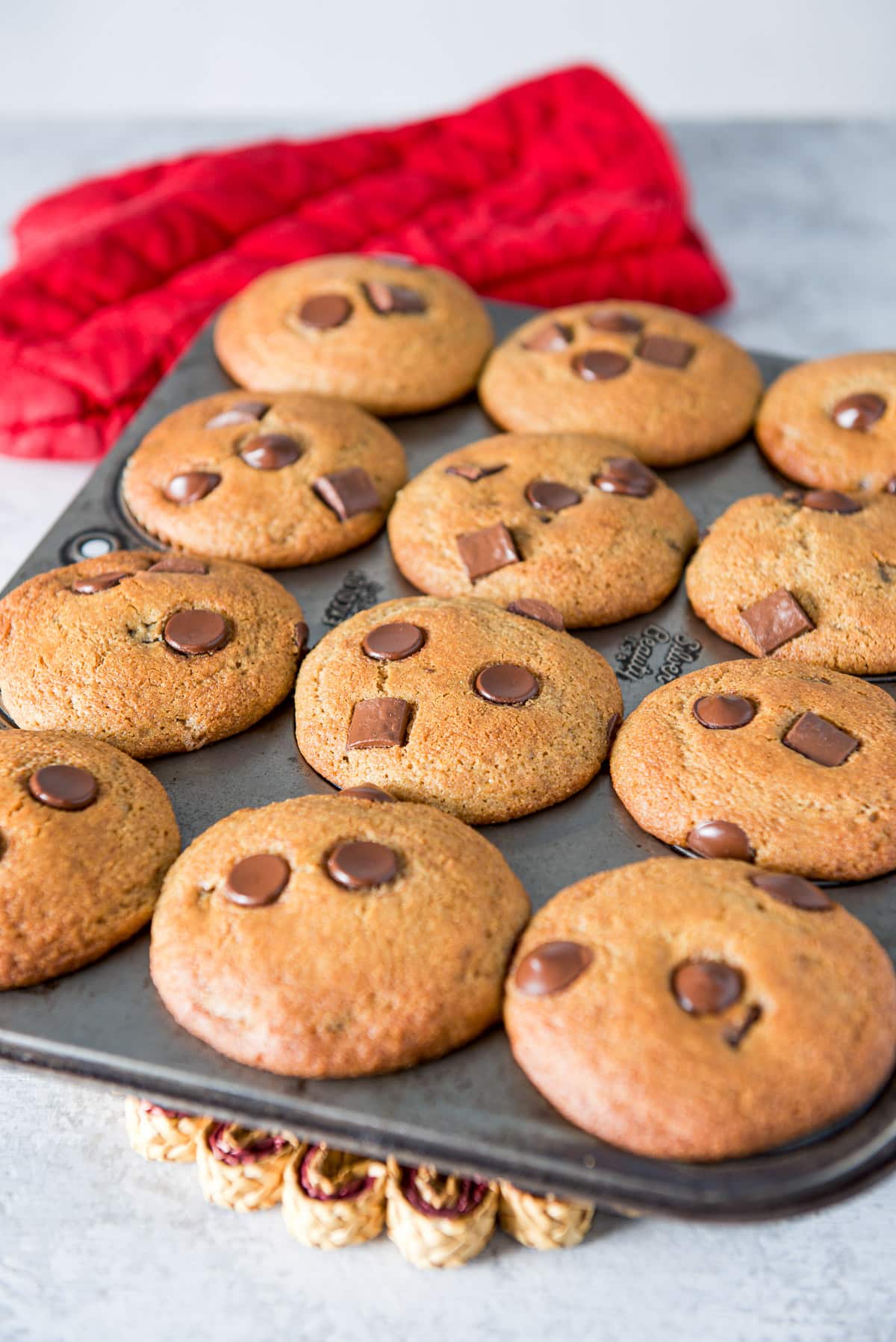 Muffins straight out of the oven still in the tin