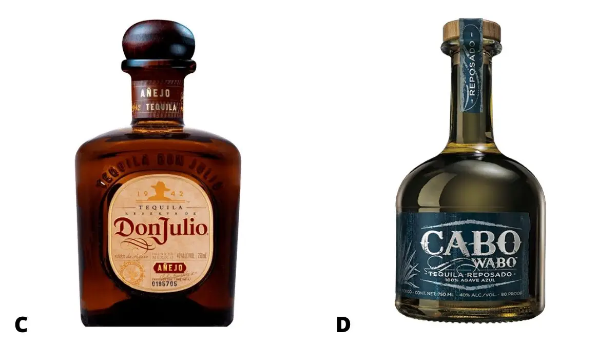 Bottles of Don Julio anejo and Cabo Wabo reposado tequila