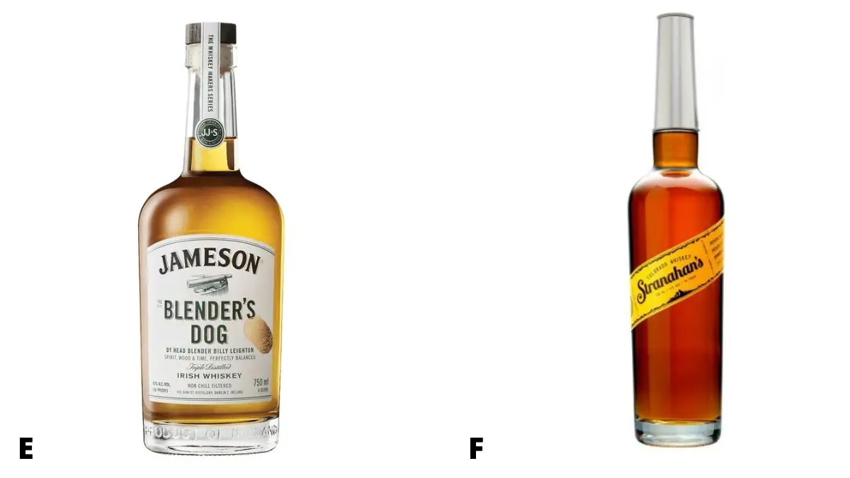 Jamerson Blender's Dog and Stranahans bottles of whiskey