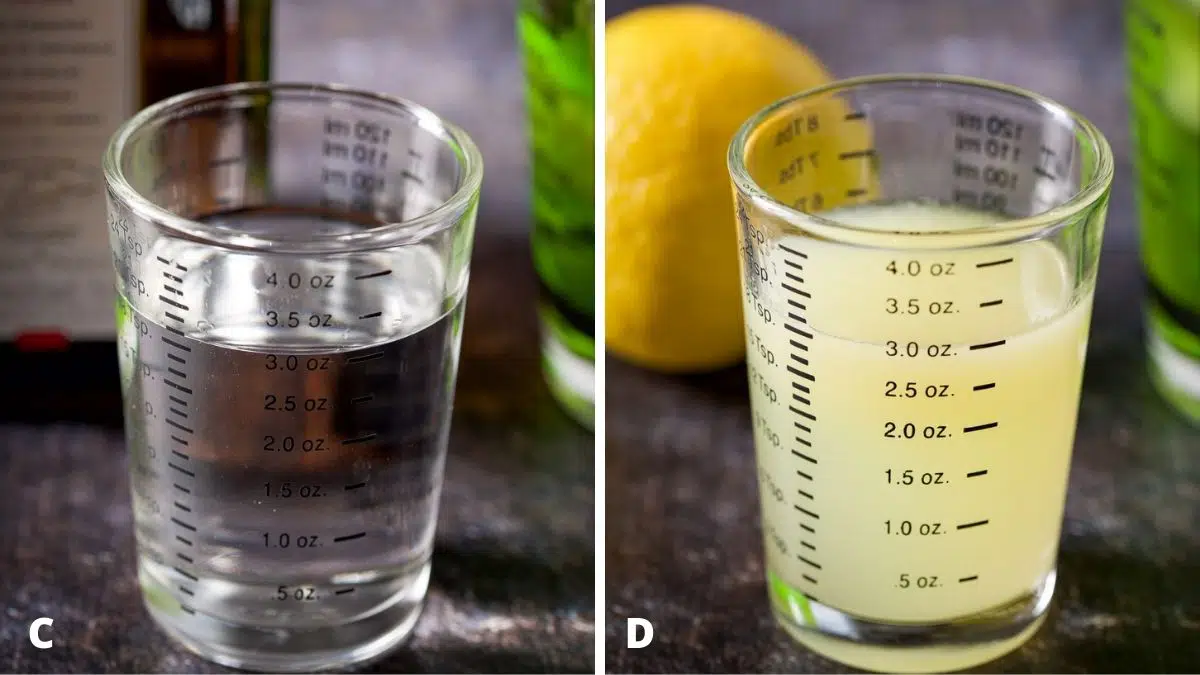 Cointreau and lemon measured out