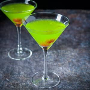square photo of the midori slipper in two martini glasses