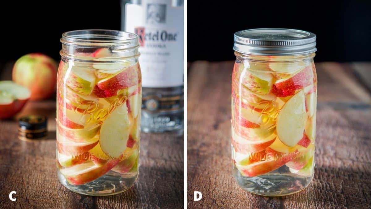 The vodka up to the top of the jar and a cap on it