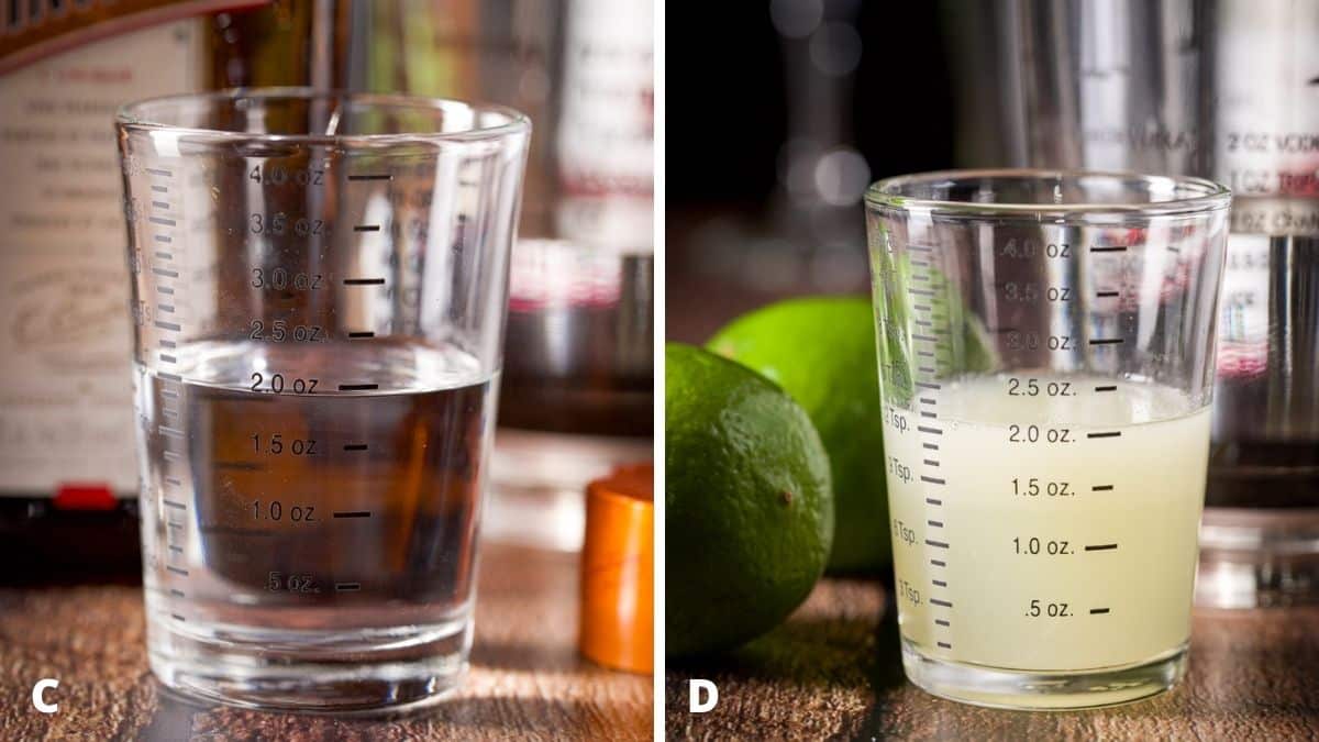 Cointreau and fresh lime juice measured out