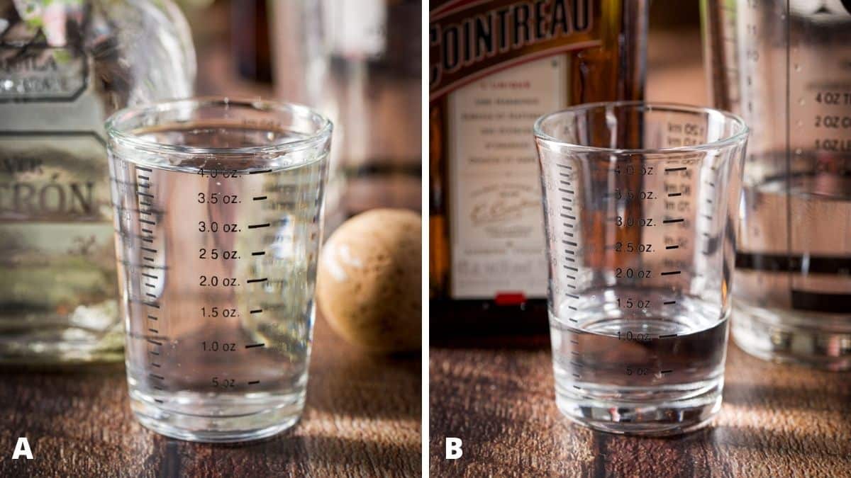 Tequila and Cointreau measured out