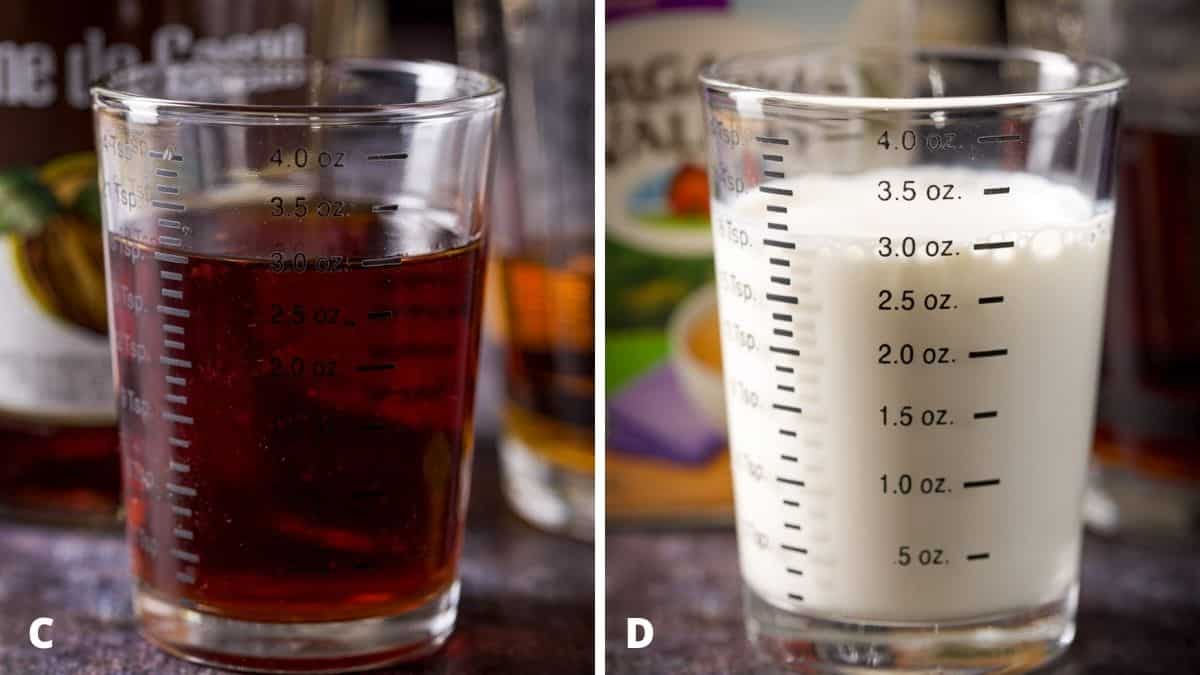 Creme de cacao and cream measured out