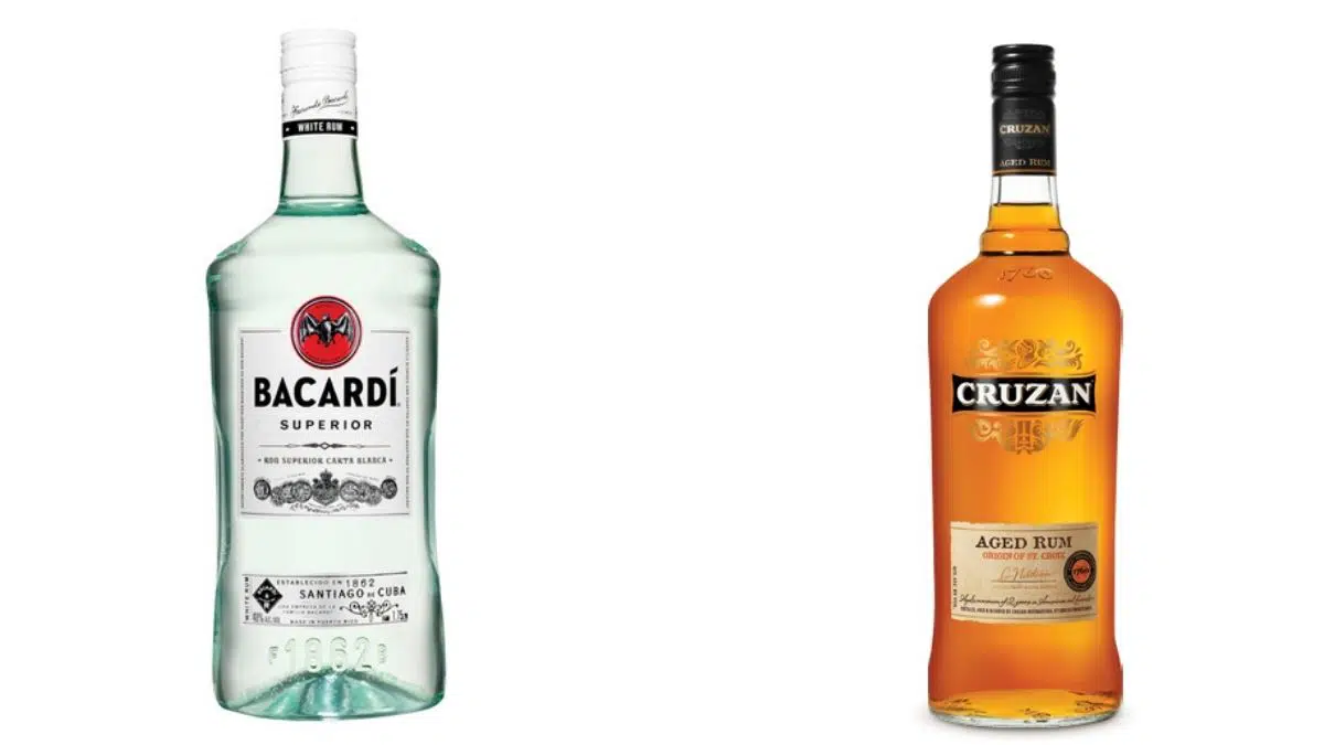 Bottles of Bacardi and Cruzan rum