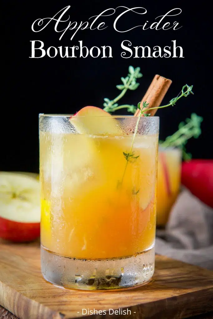 apple cider bourbon smash for Pinterest