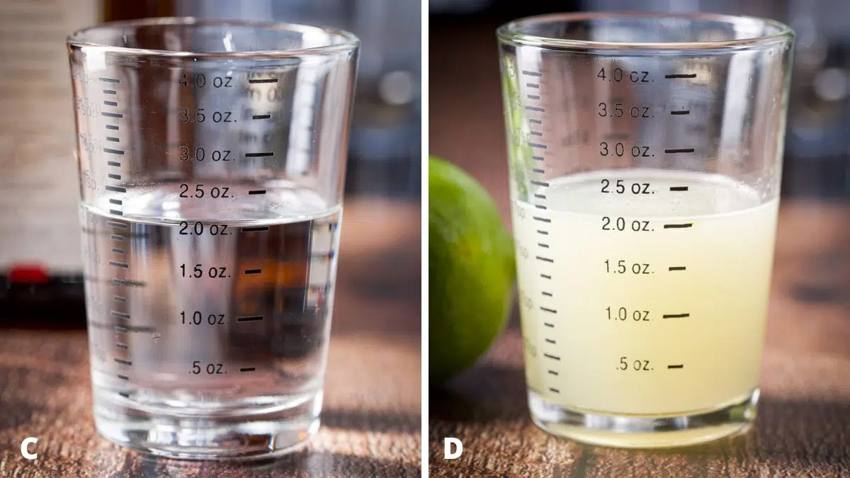 Cointreau and lime juice measured out