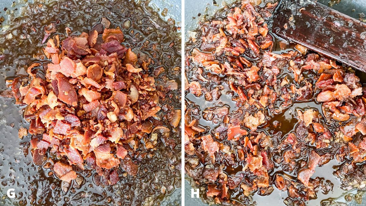 Bacon added to the bourbon syrup and then stirred